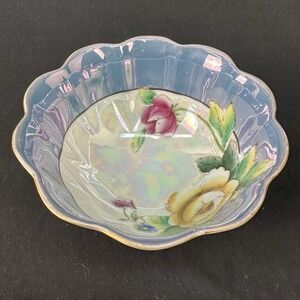 Noritake Hand-painted 4 7/8" Lusterware Scalloped Porcelain Footed Bowl, Vintage